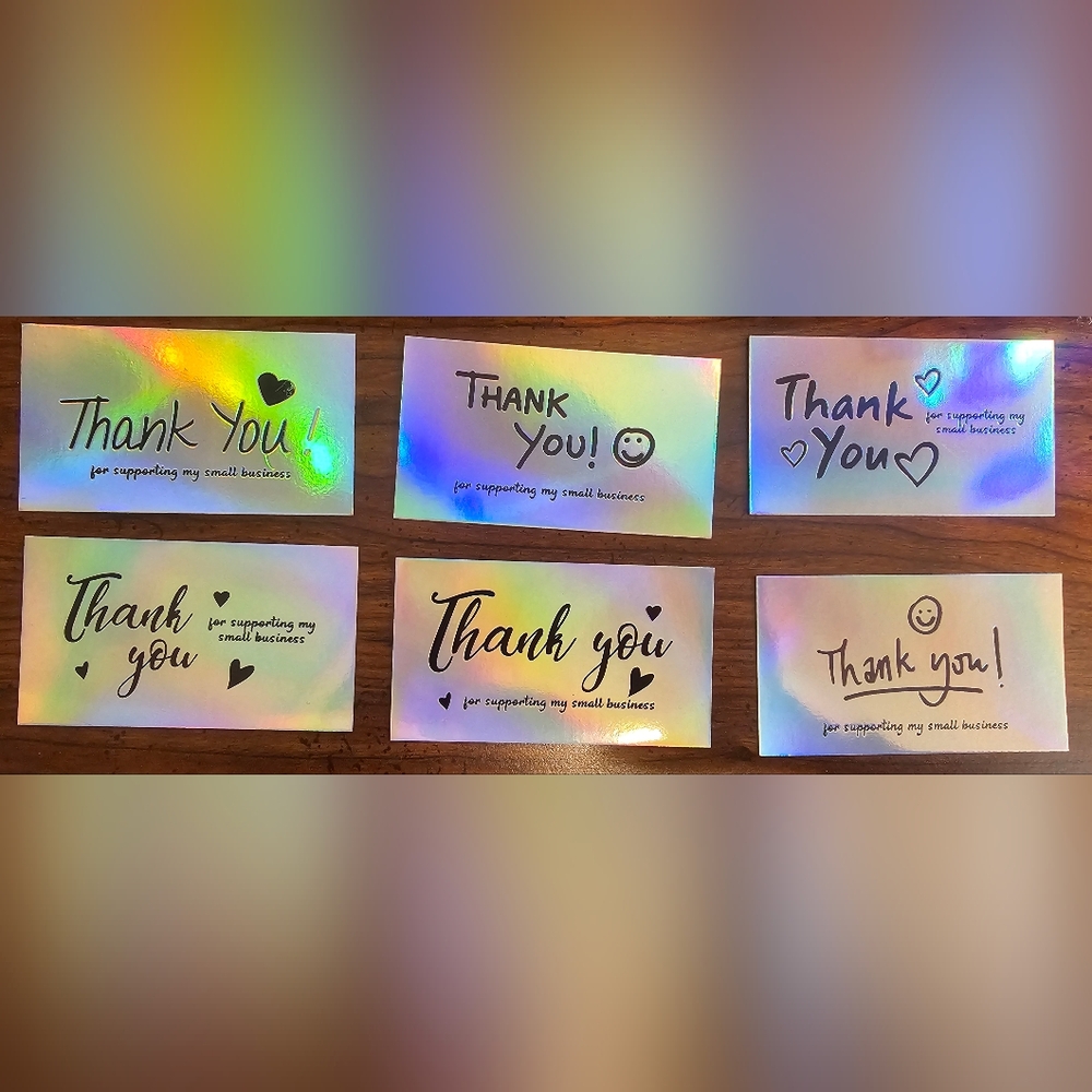 60 piece Holographic thank you cards in 6 mixed styles
